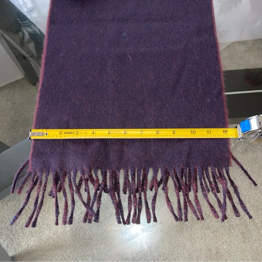 Tumi 100% Baby Alpaca Scarf Double Sided Burgundy Purple Fringe Unisex‎